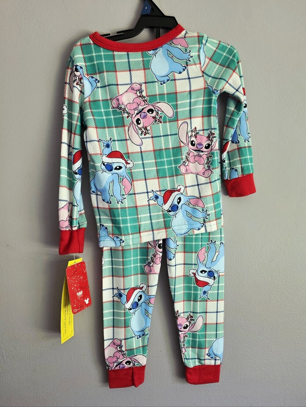 New Disney Lilo & Stitch Girl 4t Holiday Christmas Top Pants Snug Fit Pajama Set